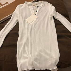 KHAITE White Buttoned Henley Top